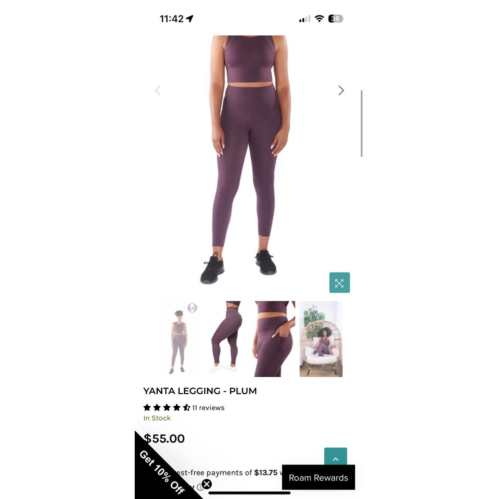 Roam Loud Yanta Women's Small Plum Leggings High Waist Pocket Functional